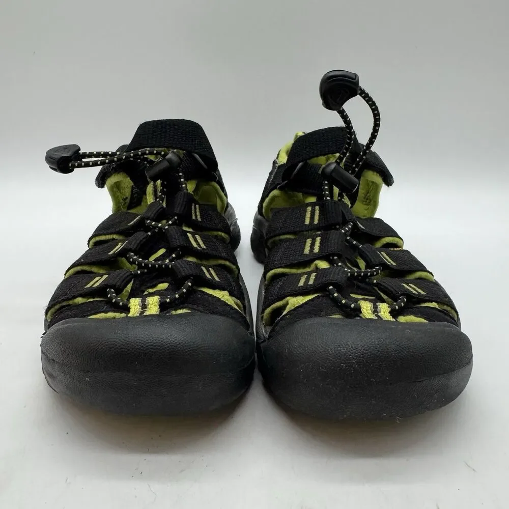Keen Newport H2 Sport Sandals Kids 13 Black Lime Green Waterproof Lace Lock Shoe